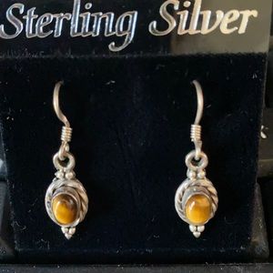 Sterling Silver Amber Color dangle earring